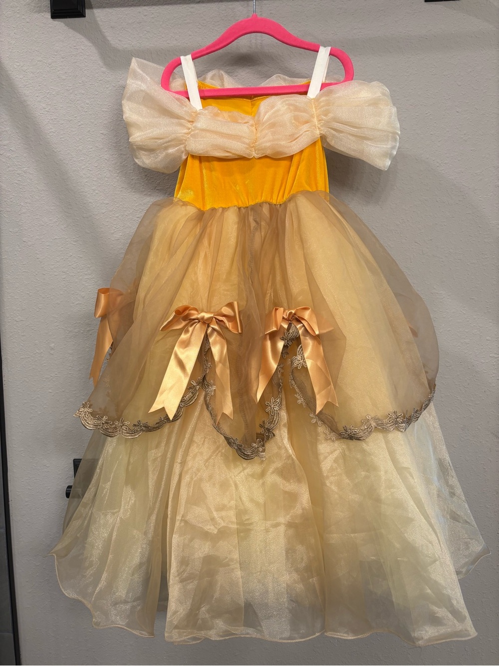 Belle Gold and Cream Princess Tulle Costume Dress for Kids